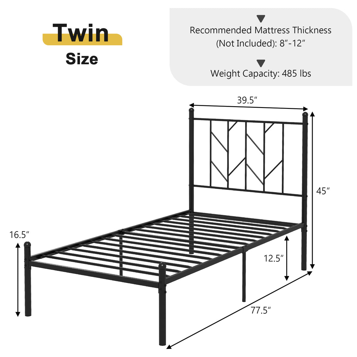 Twin/Full/Queen Size Platform Bed Frame with Sturdy Metal Slat Support-Twin Size-Simple Bed Frame-DECOROLALA