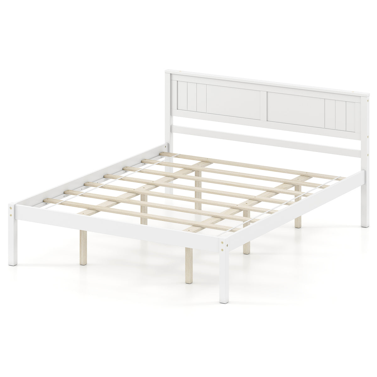 Twin/Full/Queen Size Sturdy Wooden Bed Frame with Headboard and Slat Support-Twin Size-Simple Bed Frame-DECOROLALA