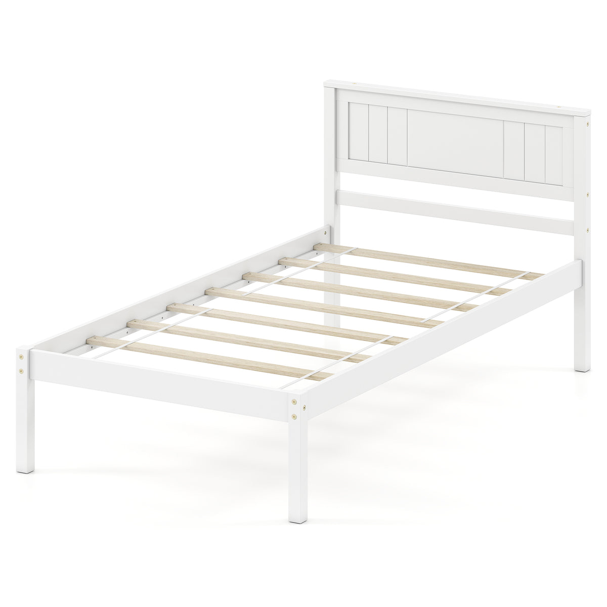 Twin/Full/Queen Size Sturdy Wooden Bed Frame with Headboard and Slat Support-Twin Size-Simple Bed Frame-DECOROLALA