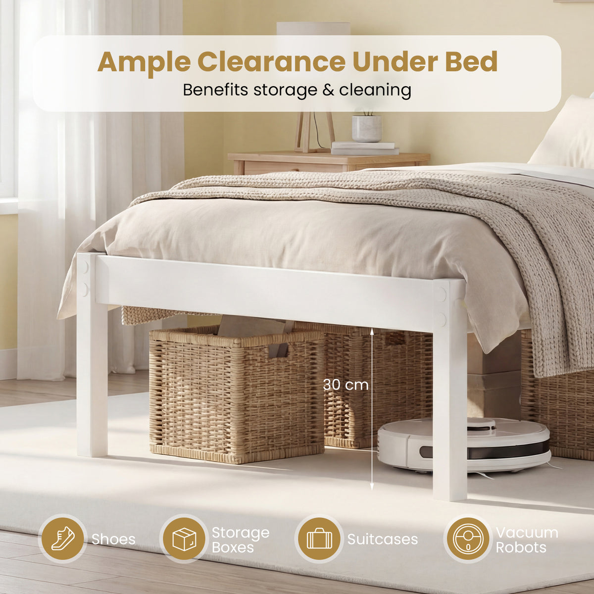 Twin/Full/Queen Size Sturdy Wooden Bed Frame with Headboard and Slat Support-Twin Size-Simple Bed Frame-DECOROLALA