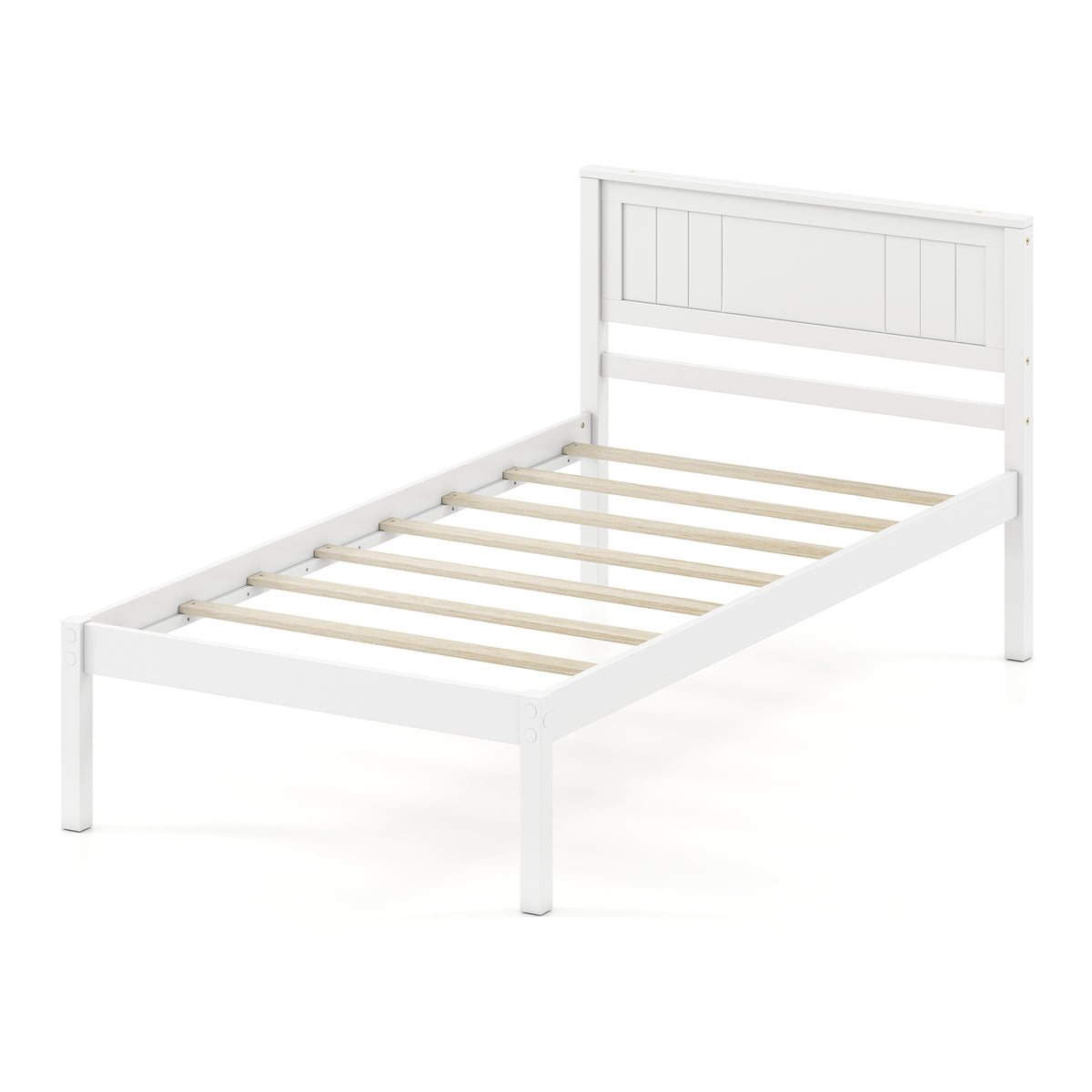 Twin/Full/Queen Size Sturdy Wooden Bed Frame with Headboard and Slat Support-Twin Size-Simple Bed Frame-DECOROLALA