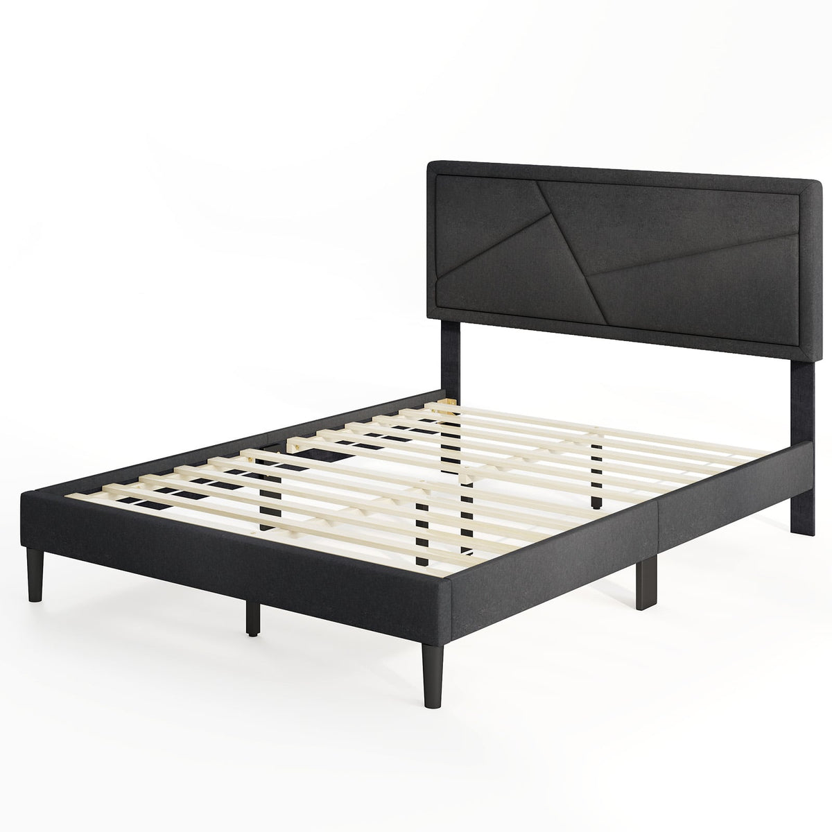 Twin/Full/Queen Size Upholstered Platform Bed Frame with High Headboard-Full Size-Simple Bed Frame-DECOROLALA