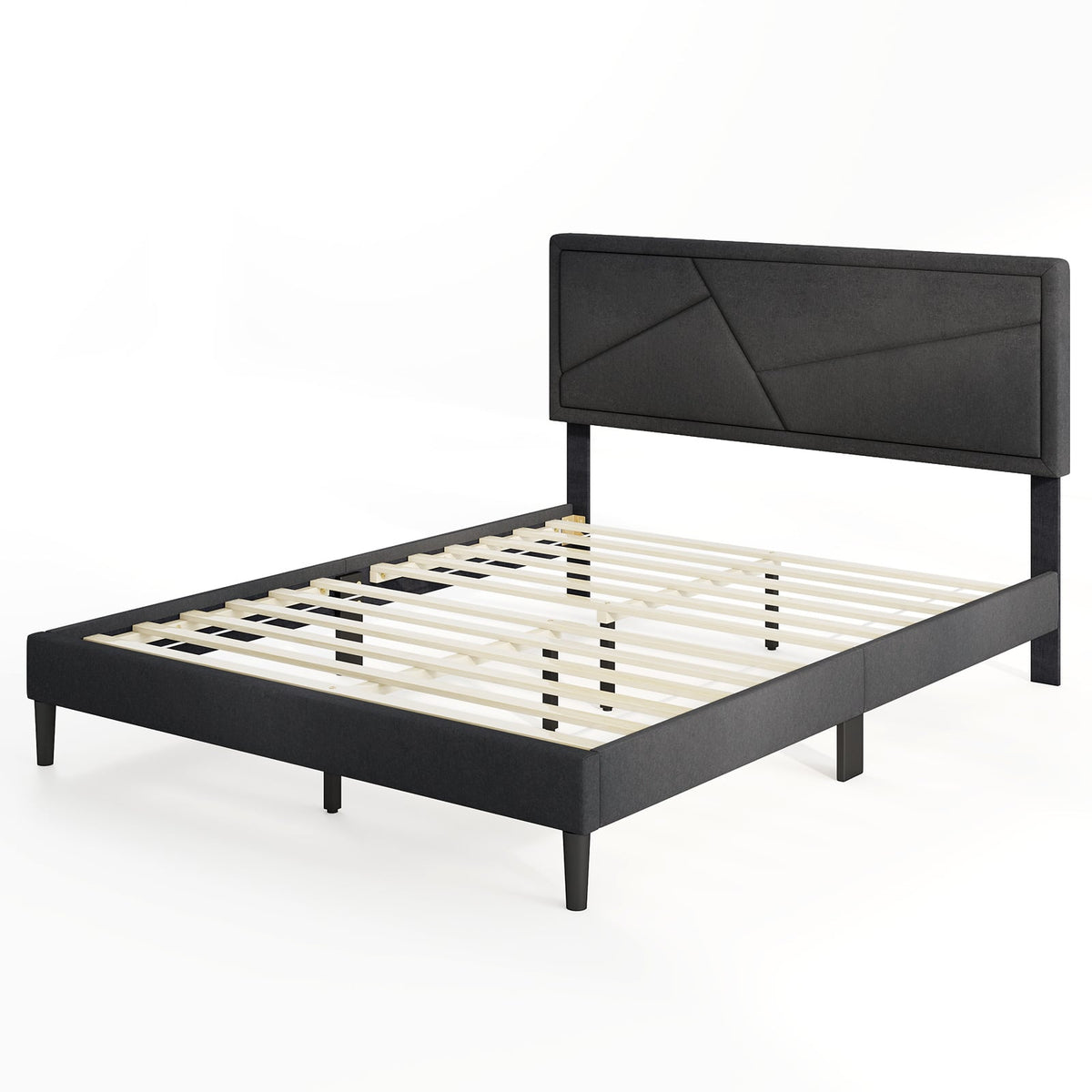 Twin/Full/Queen Size Upholstered Platform Bed Frame with High Headboard-Queen Size-Simple Bed Frame-DECOROLALA