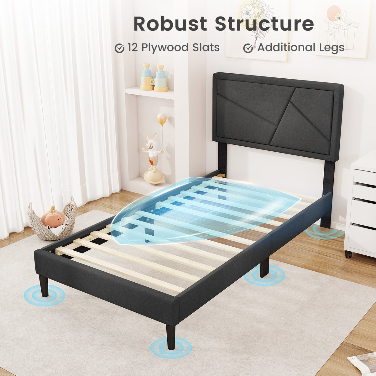 Twin/Full/Queen Size Upholstered Platform Bed Frame with High Headboard-Twin-Simple Bed Frame-DECOROLALA