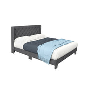Twin/Full/Queen Size Upholstered Platform Bed with Button Tufted Headboard-Queen Size-Simple Bed Frame-DECOROLALA