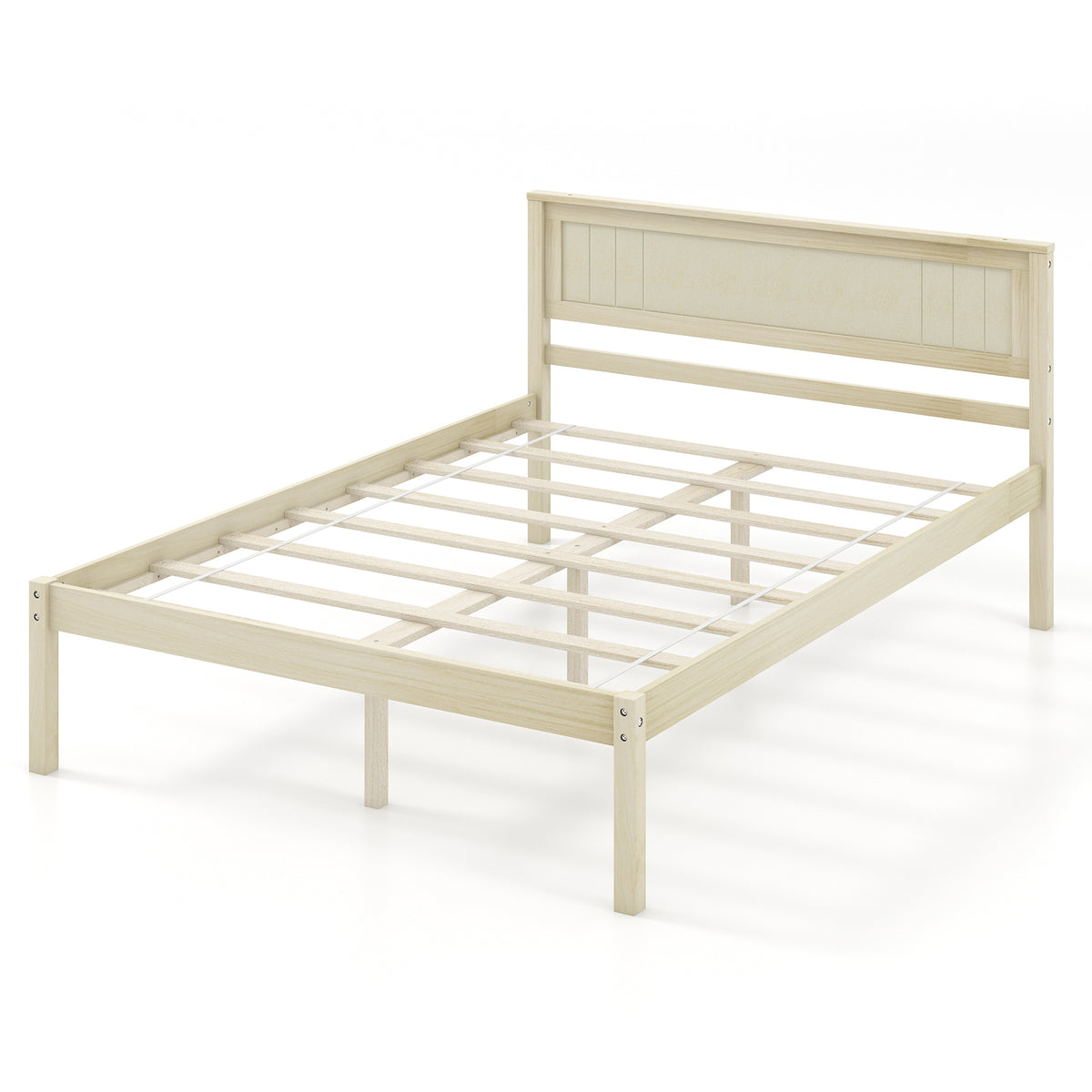 Twin/Full/Queen Size Wooden Bed Frame with Headboard and Slat Support-Full Size-Simple Bed Frame-DECOROLALA