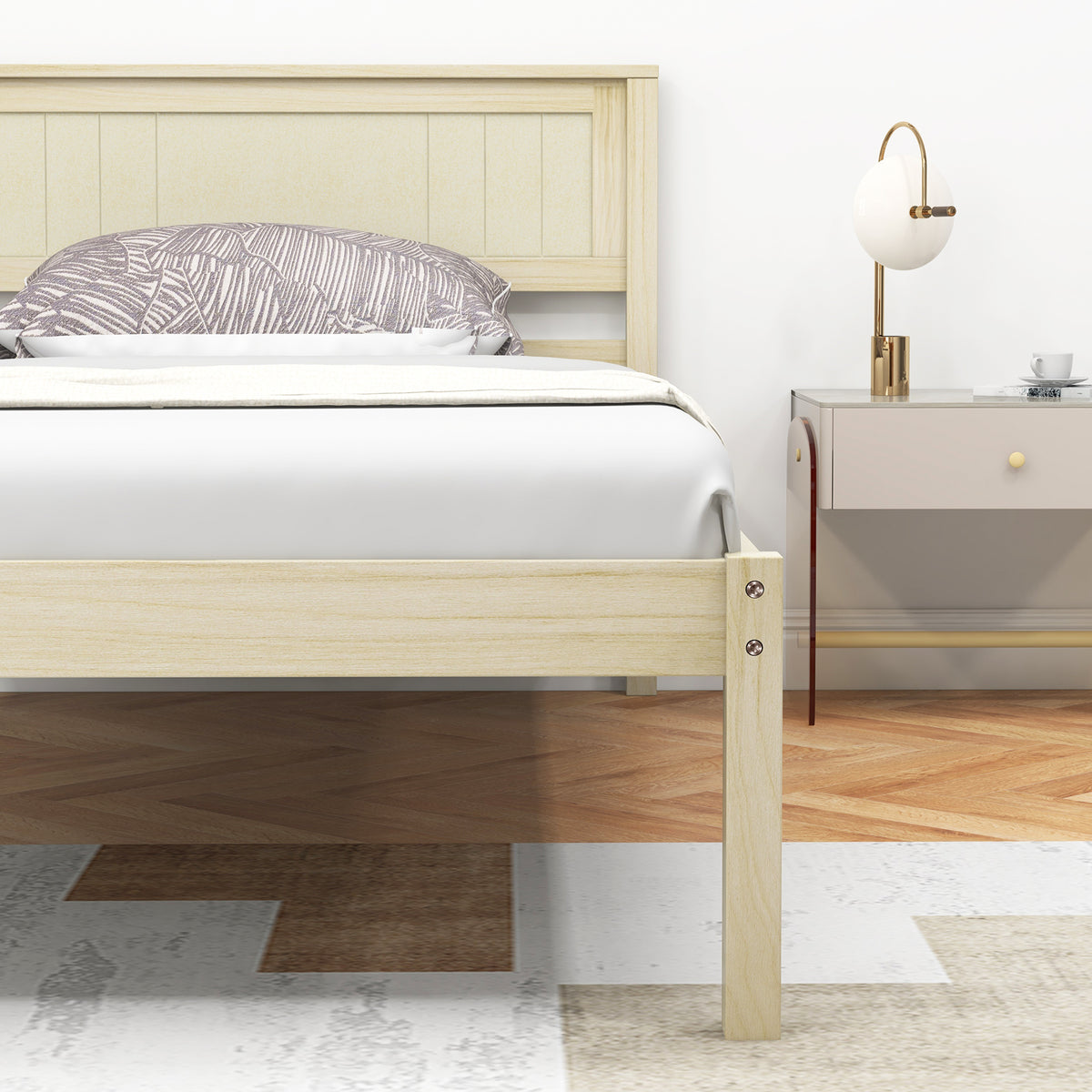 Twin/Full/Queen Size Wooden Bed Frame with Headboard and Slat Support-Twin Size-Simple Bed Frame-DECOROLALA