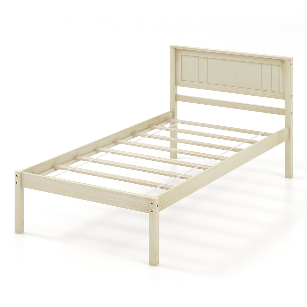Twin/Full/Queen Size Wooden Bed Frame with Headboard and Slat Support-Twin Size-Simple Bed Frame-DECOROLALA