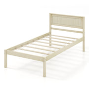 Twin/Full/Queen Size Wooden Bed Frame with Headboard and Slat Support-Twin Size-Simple Bed Frame-DECOROLALA