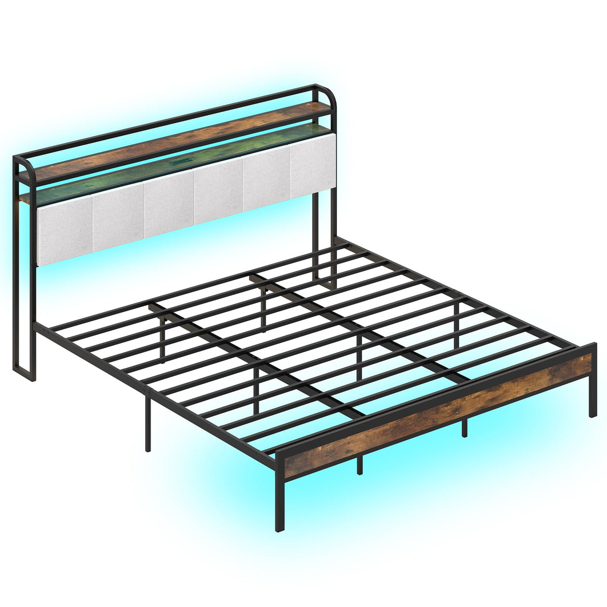 Twin/Full/Queen/King Size Bed Frame with LED Light and Charging Station-King Size-Simple Bed Frame-DECOROLALA