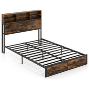 Twin/Full/Queen/King Size Bed Frame with Storage Headboard Industrial Metal Platform Bed-Full Size-Simple Bed Frame-DECOROLALA