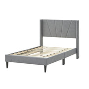 Twin/Queen Bed Frame with Linen Upholstered Wingback Headboard-Twin Size-Simple Bed Frame-DECOROLALA