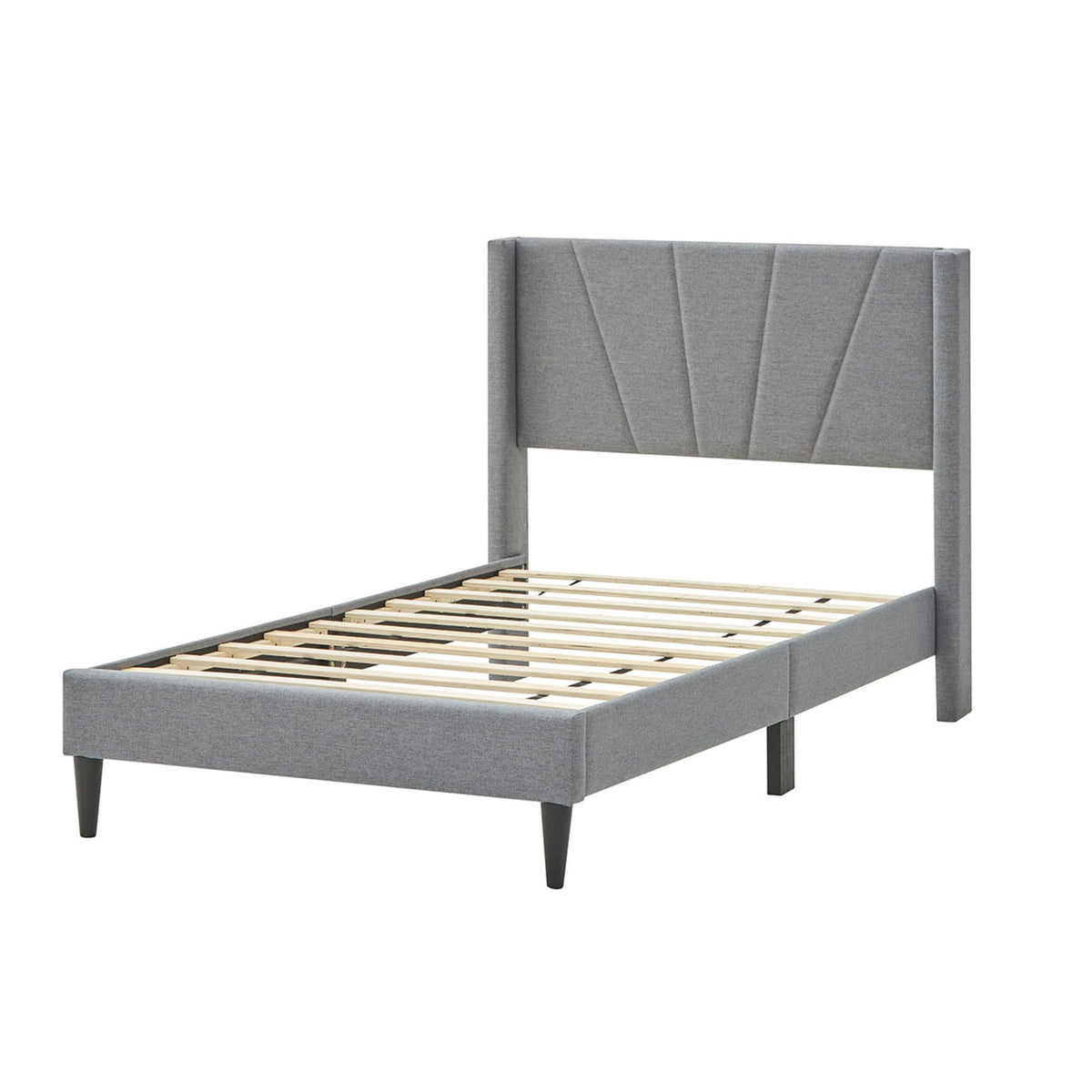 Twin/Queen Bed Frame with Linen Upholstered Wingback Headboard-Twin Size-Simple Bed Frame-DECOROLALA