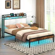 Bed Frame with LED Light and Charging Station-Simple Bed Frame-DECOROLALA