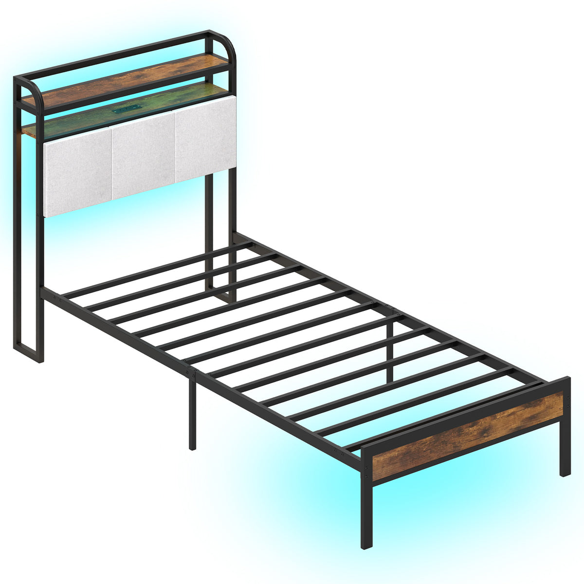 Bed Frame with LED Light and Charging Station-Simple Bed Frame-DECOROLALA