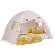 Tente à baldaquin d'intérieur pour enfants, taille double, avec 2 fenêtres et adaptée aux enfants de 3 ans et plus