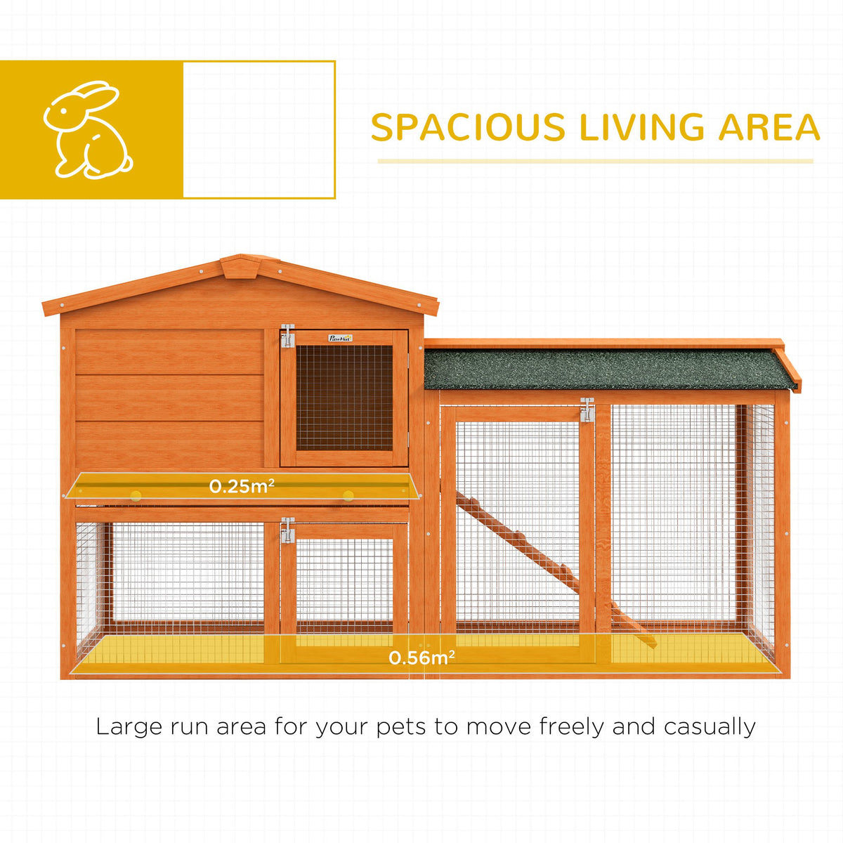 Two-Level Rabbit Hutch with Outdoor Run - Orange and Green-Small Animals-DECOROLALA
