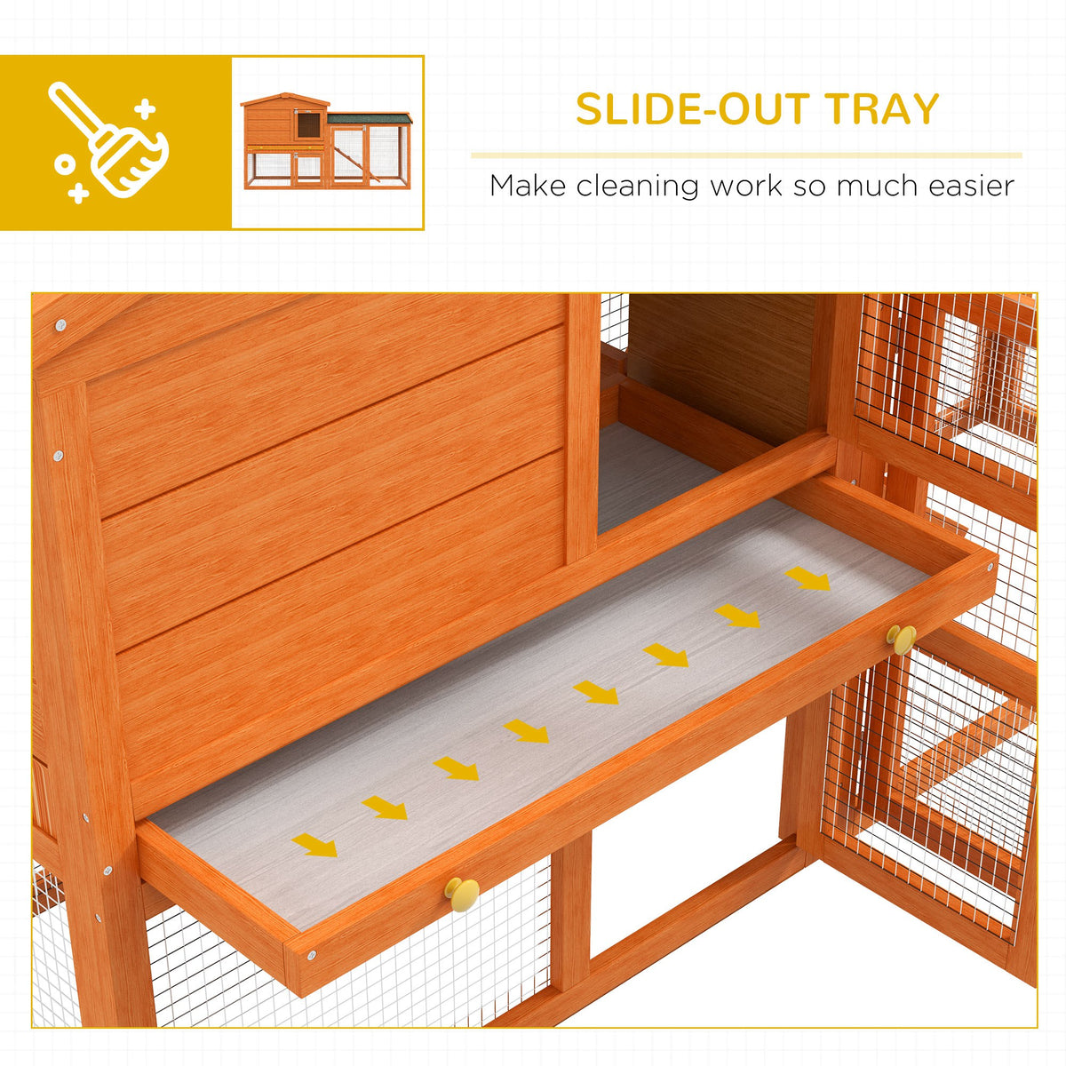 Two-Level Rabbit Hutch with Outdoor Run - Orange and Green-Small Animals-DECOROLALA