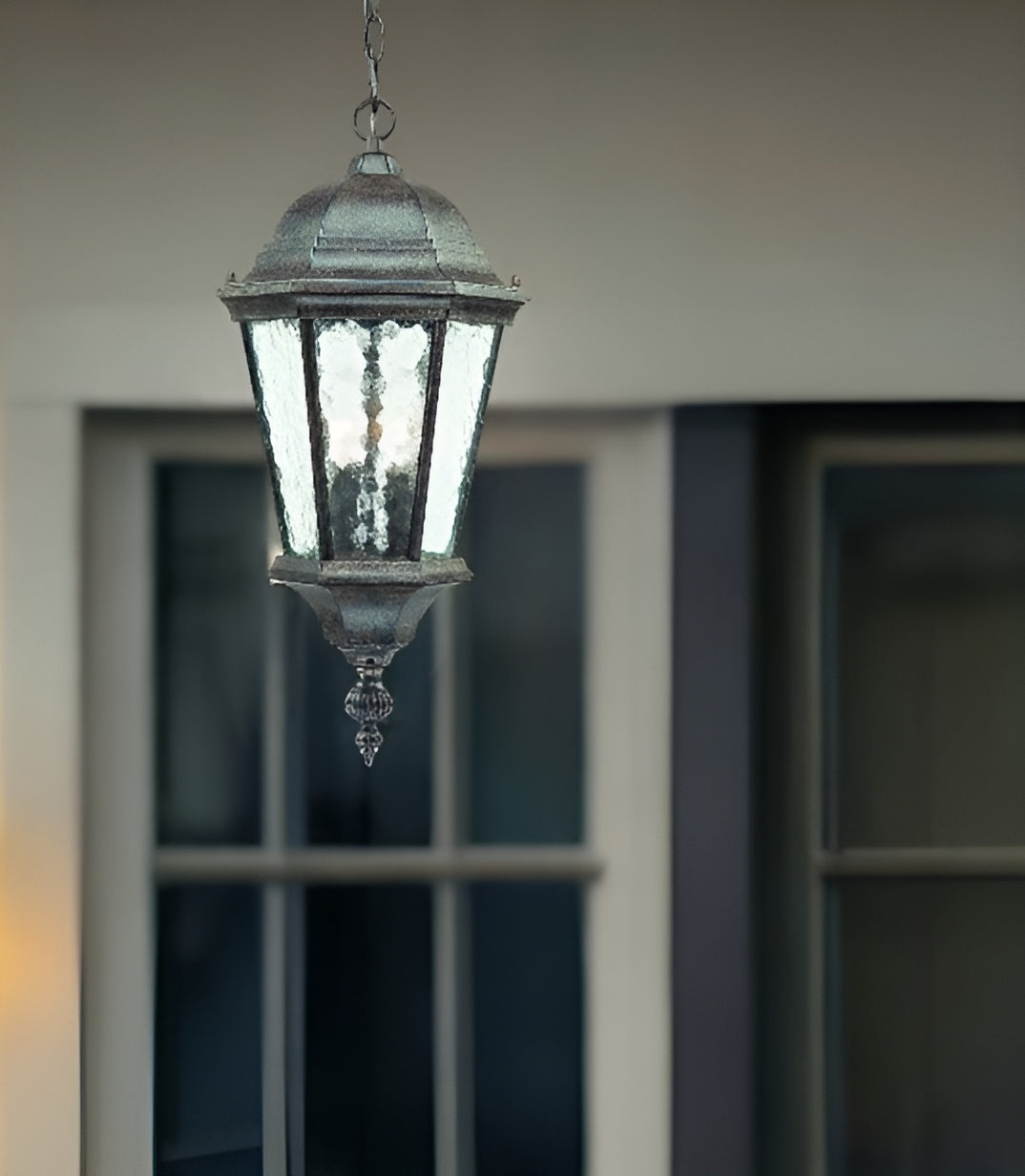 Two Light Antique Black Carousel Lantern Hanging Light-Outdoor Lighting-DECOROLALA