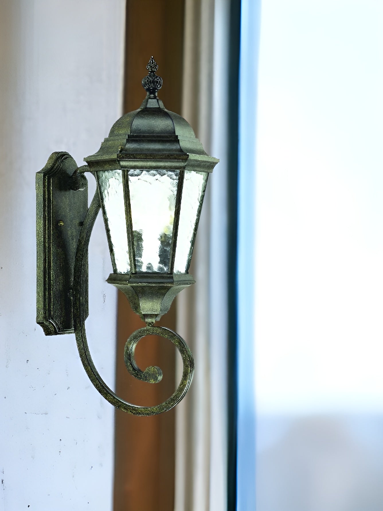 Two Light Antique Black Carousel Lantern Wall Light-Outdoor Lighting-DECOROLALA