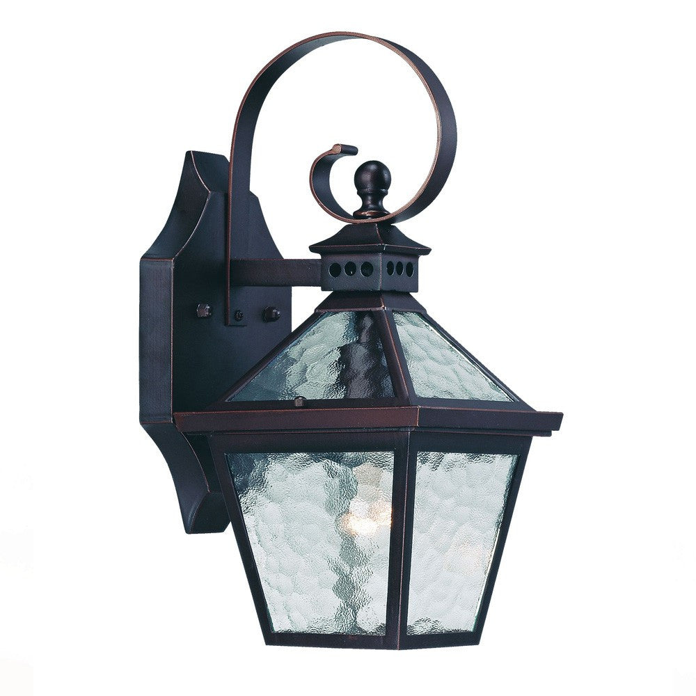 Two Light Antique Bronze Hammered Glass Wall Light-Outdoor Lighting-DECOROLALA