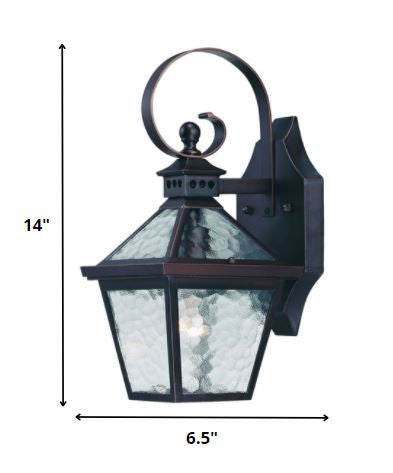 Two Light Antique Bronze Hammered Glass Wall Light-Outdoor Lighting-DECOROLALA