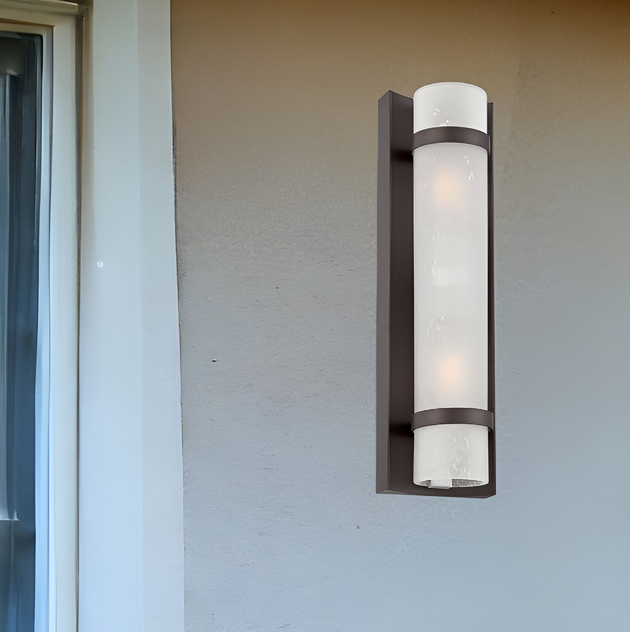 Two Light Bronze and White Glass Wall Sconce-Outdoor Lighting-DECOROLALA
