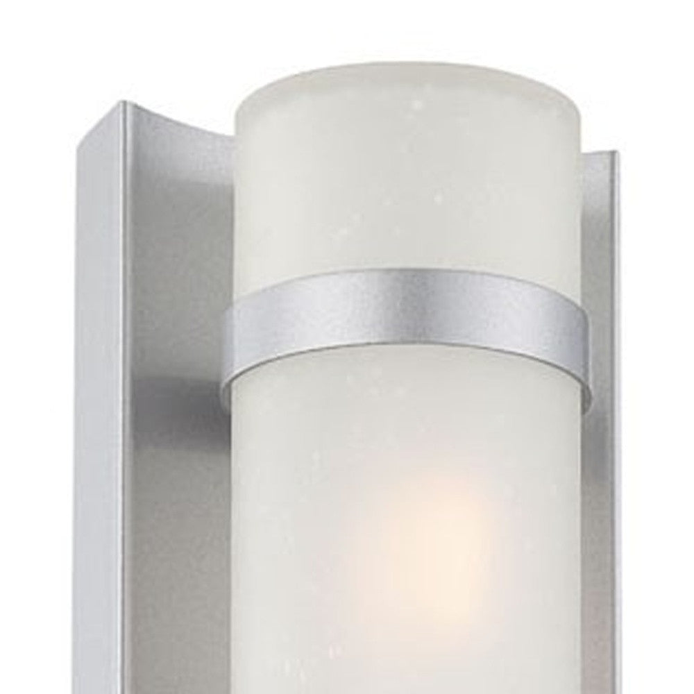Two Light Brushed Silver and White Glass Wall Sconce-Outdoor Lighting-DECOROLALA