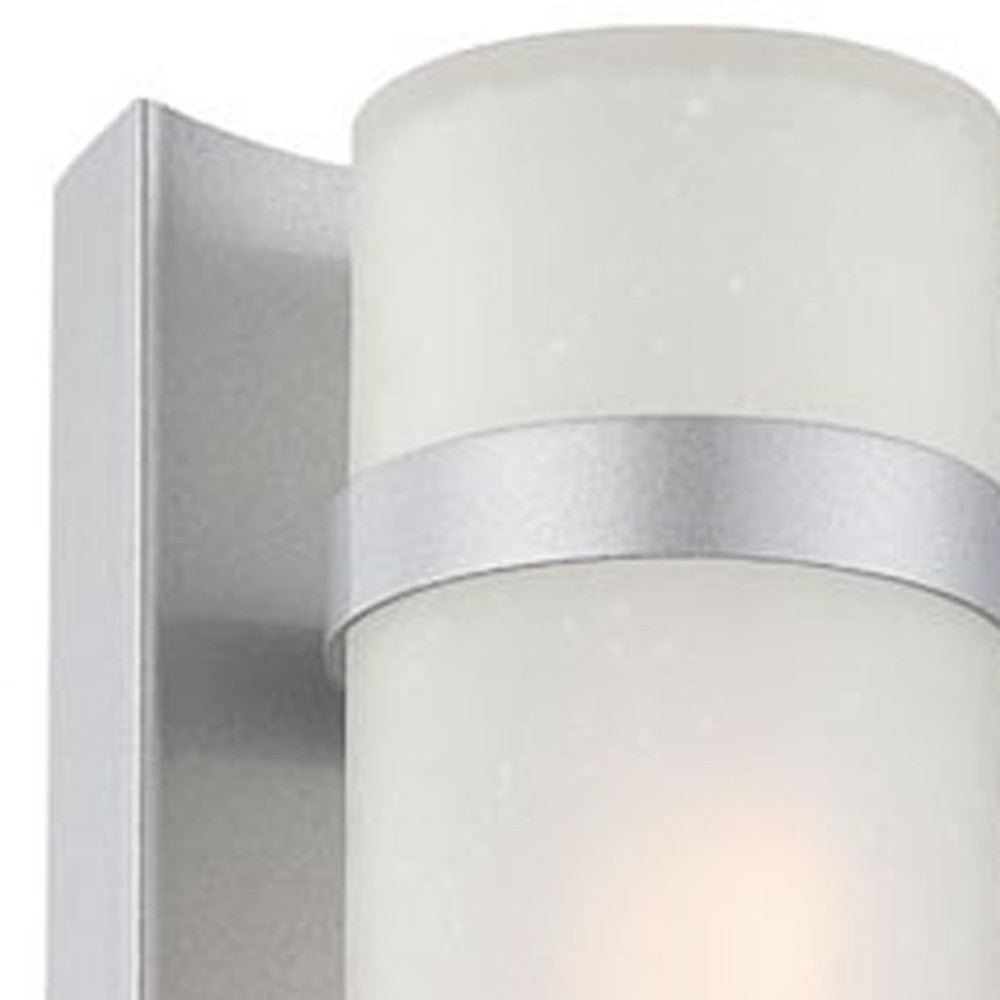 Two Light Brushed Silver and White Glass Wall Sconce-Outdoor Lighting-DECOROLALA