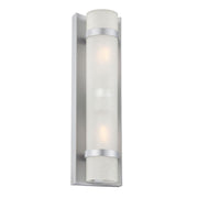Two Light Brushed Silver and White Glass Wall Sconce-Outdoor Lighting-DECOROLALA
