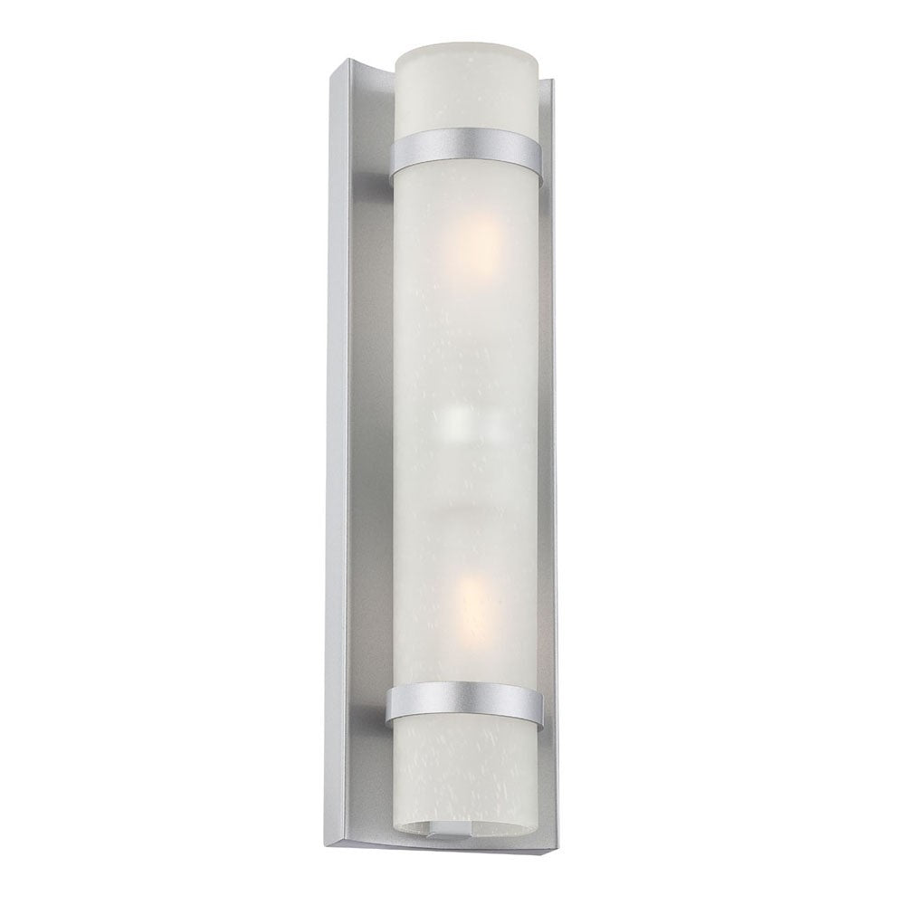 Two Light Brushed Silver and White Glass Wall Sconce-Outdoor Lighting-DECOROLALA