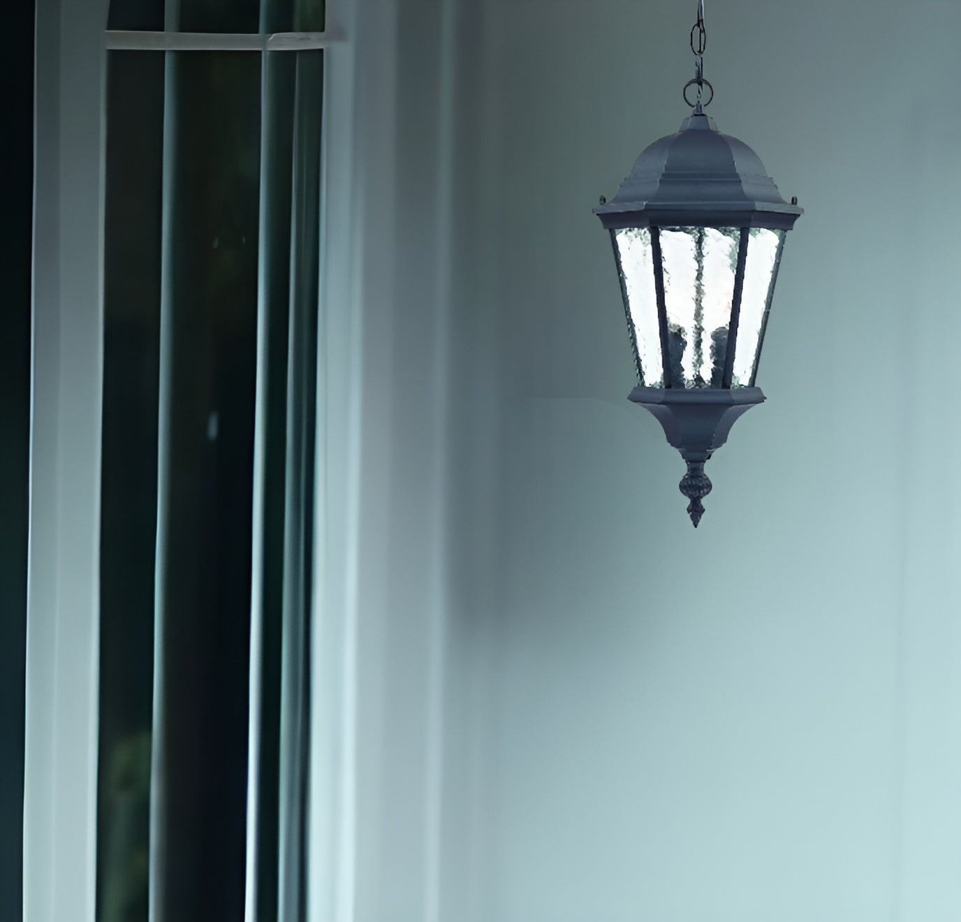 Two Light Matte Black Carousel Lantern Hanging Light-Outdoor Lighting-DECOROLALA