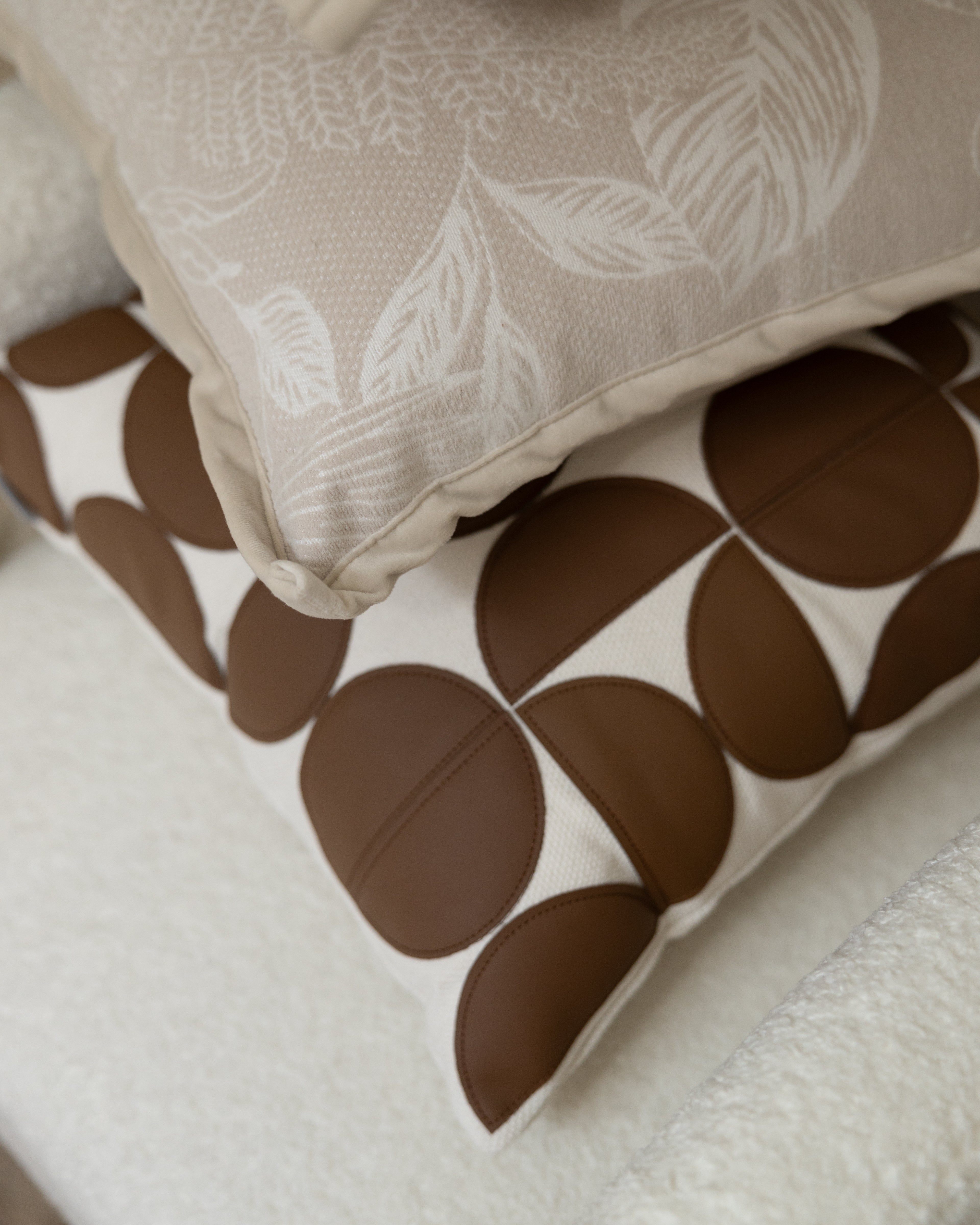 Two-Tone Tan Chic Patchwork Decoraive Pillow 18" x 18"-Decorative Cushions-DECOROLALA