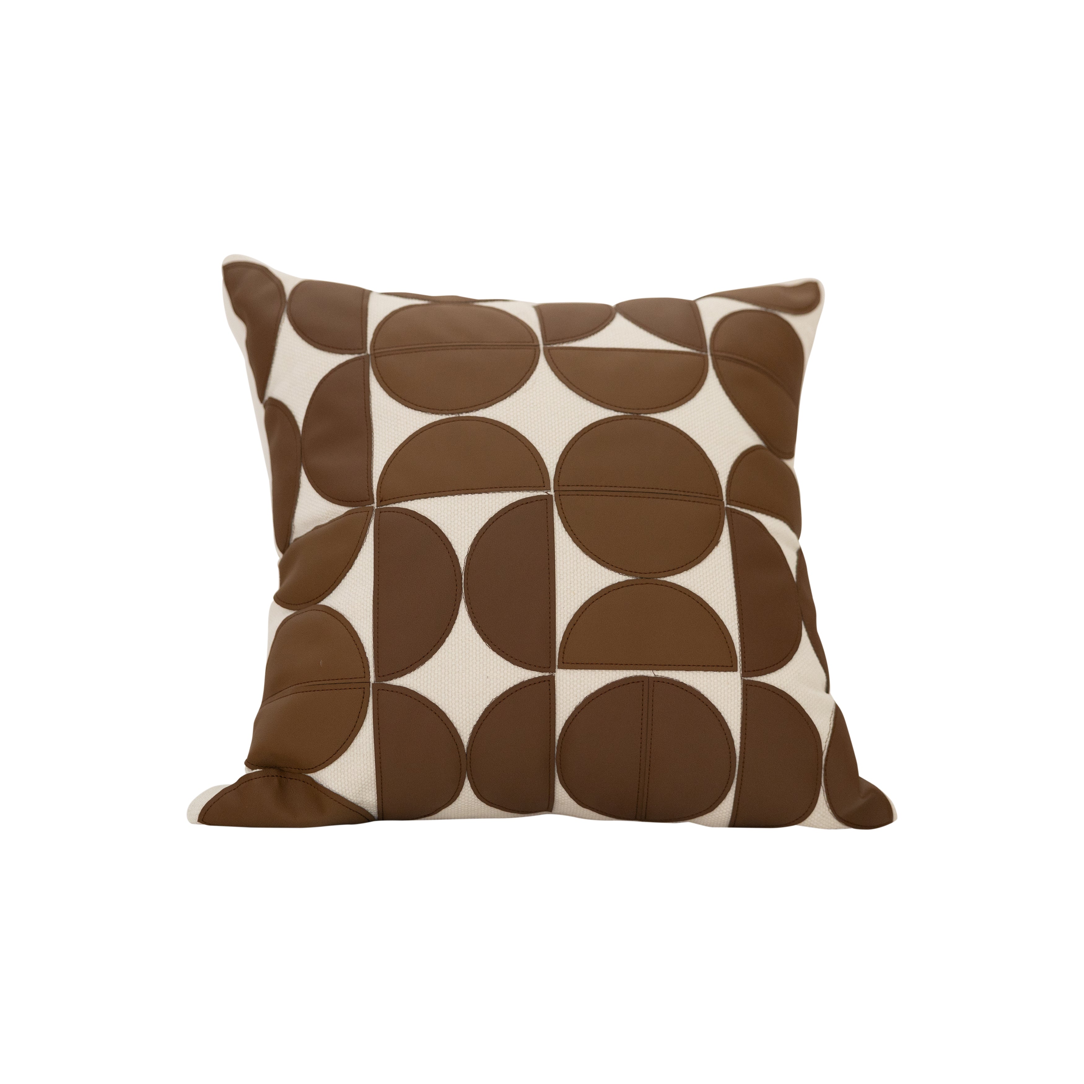 Two-Tone Tan Chic Patchwork Decoraive Pillow 18" x 18"-Decorative Cushions-DECOROLALA
