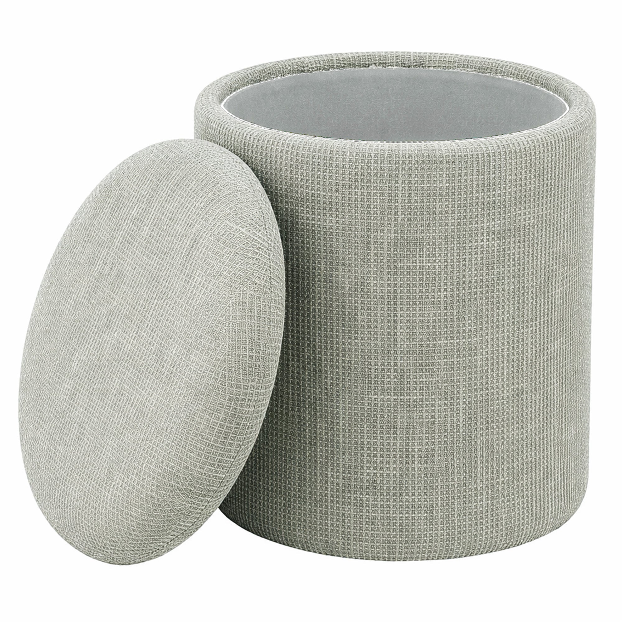 Twyla Round Storage Ottoman - Sage Chenille Fabric-DECOROLALA
