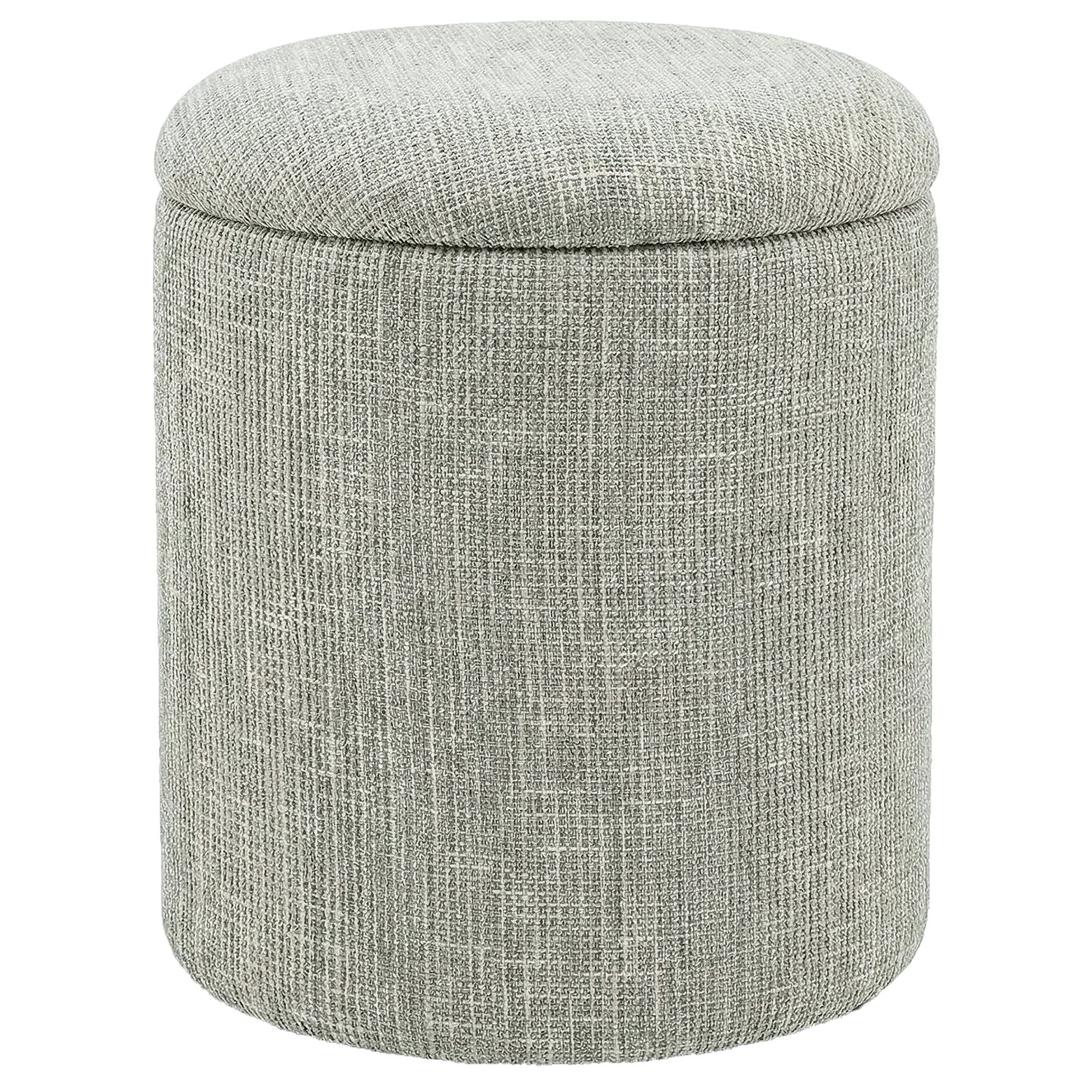 Twyla Round Storage Ottoman - Sage Chenille Fabric-DECOROLALA