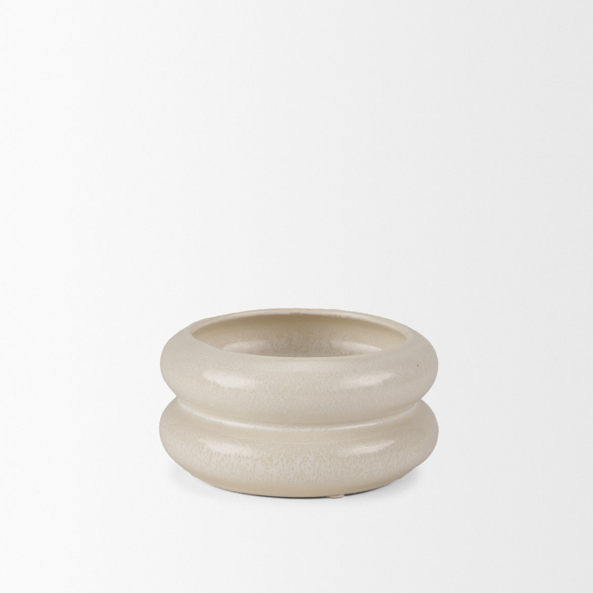 Twyla Short Cream Glazed Ring Pot-Vase-DECOROLALA