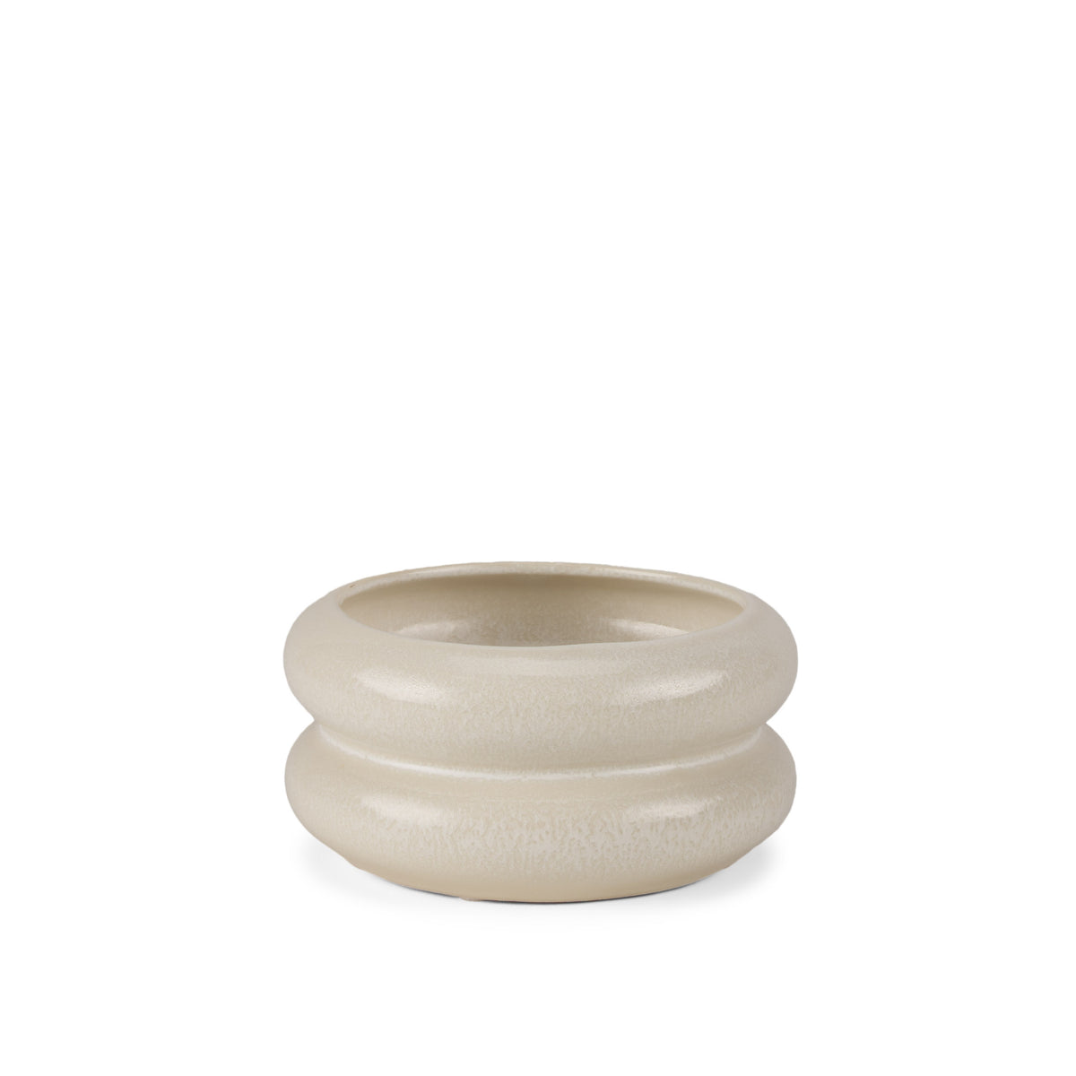 Twyla Short Ring Pot - Cream Glazed-Vases-DECOROLALA