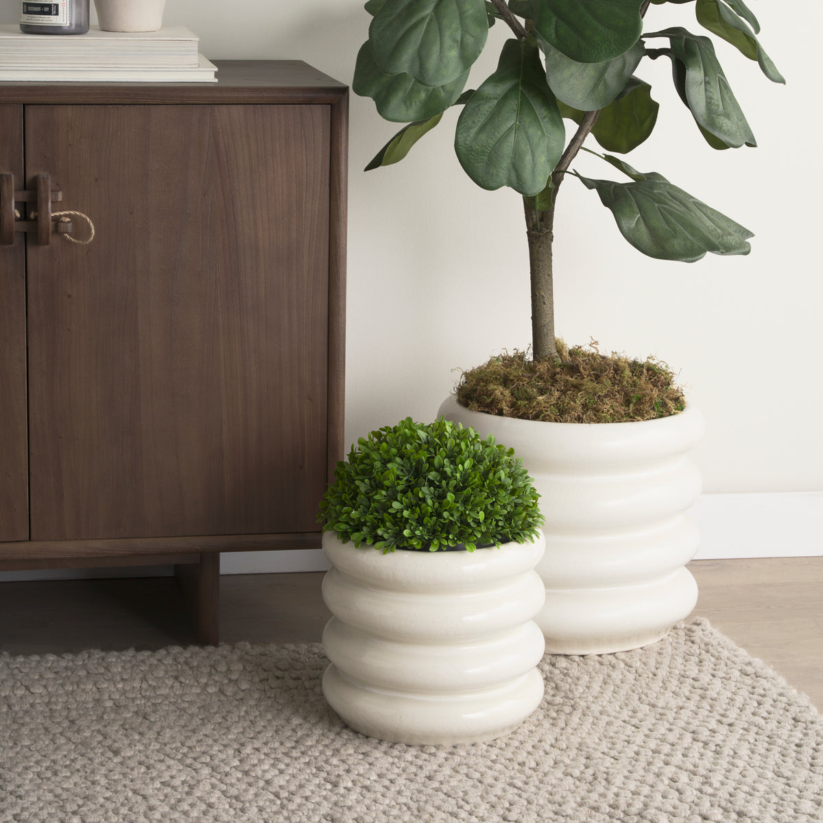 Twyla Tall Cream Glazed Floor Ceramic Vase-Vase-DECOROLALA