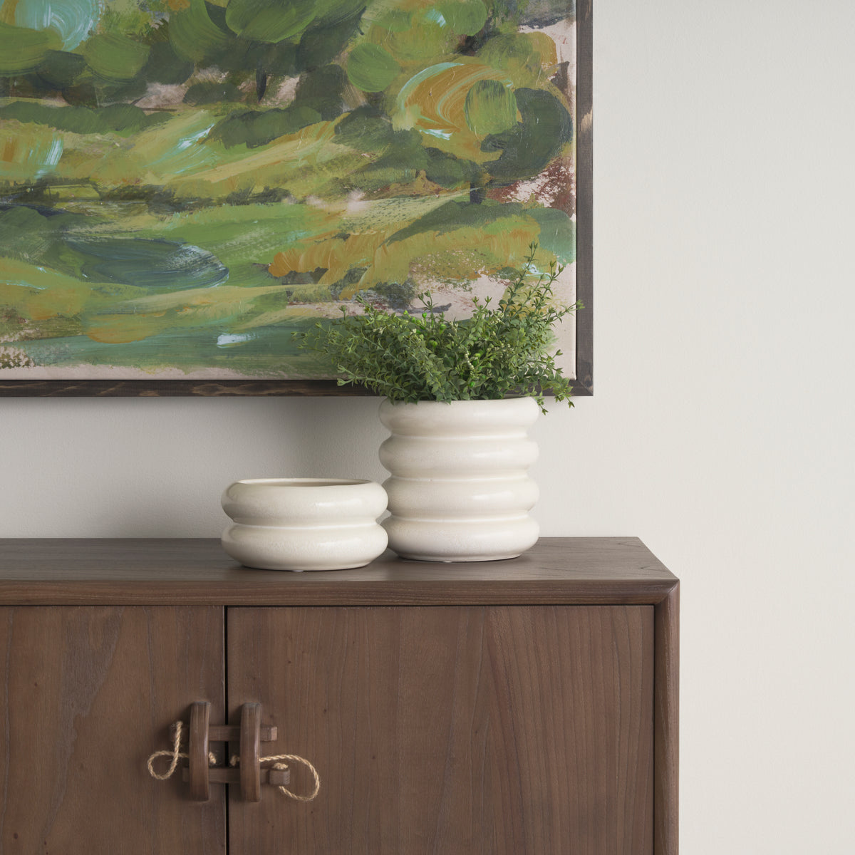 Twyla Tall Cream Glazed Ring Pot-Vase-DECOROLALA