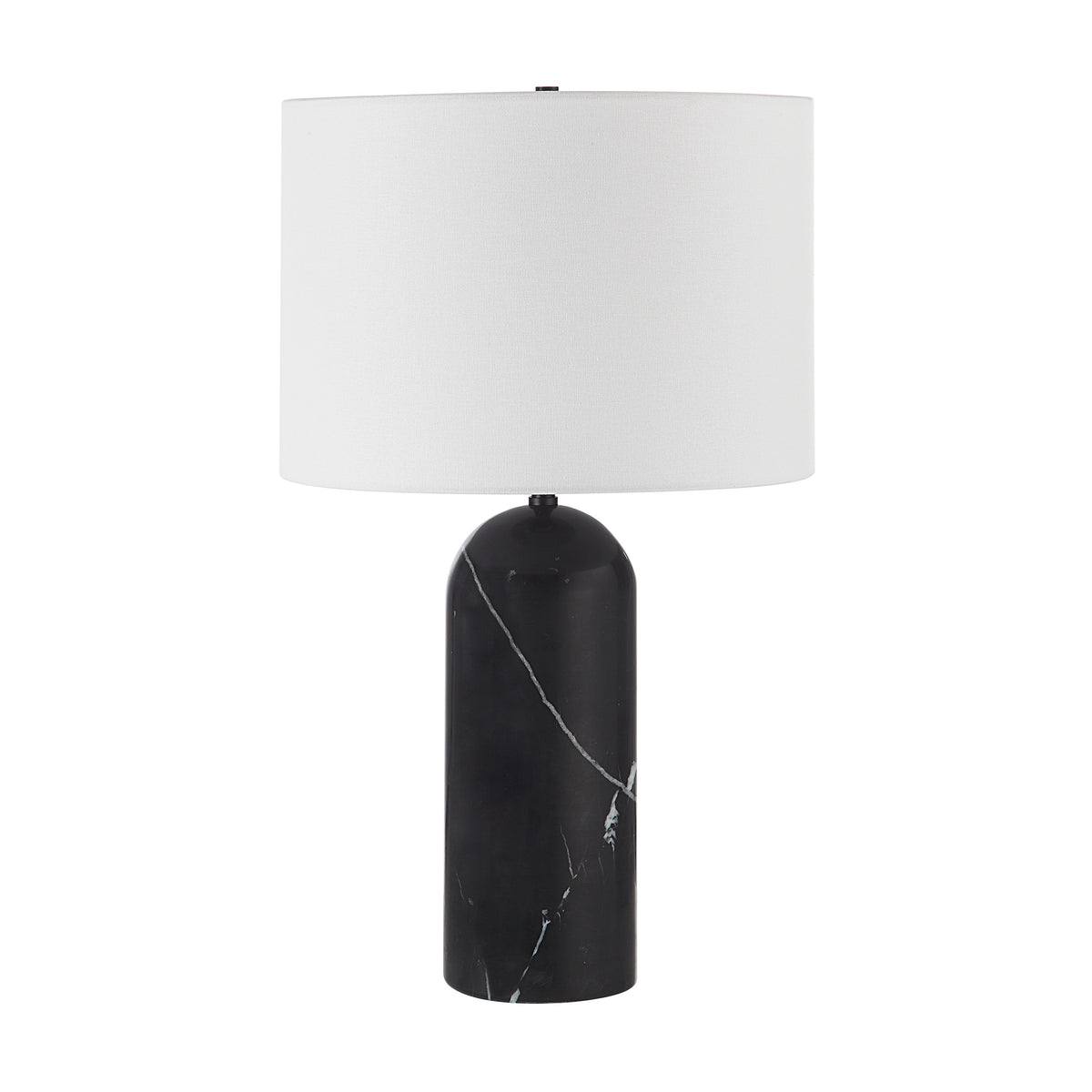 Tyne 25" Tall Matte Black Iron Table Lamp with Linen Shade-Table Lamps-DECOROLALA