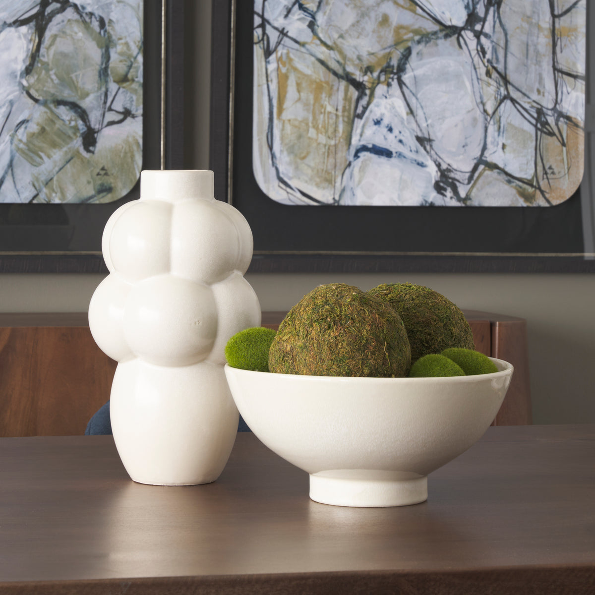Tyren Glazed Decorative Round Ceramic Bowl-Bowls-DECOROLALA