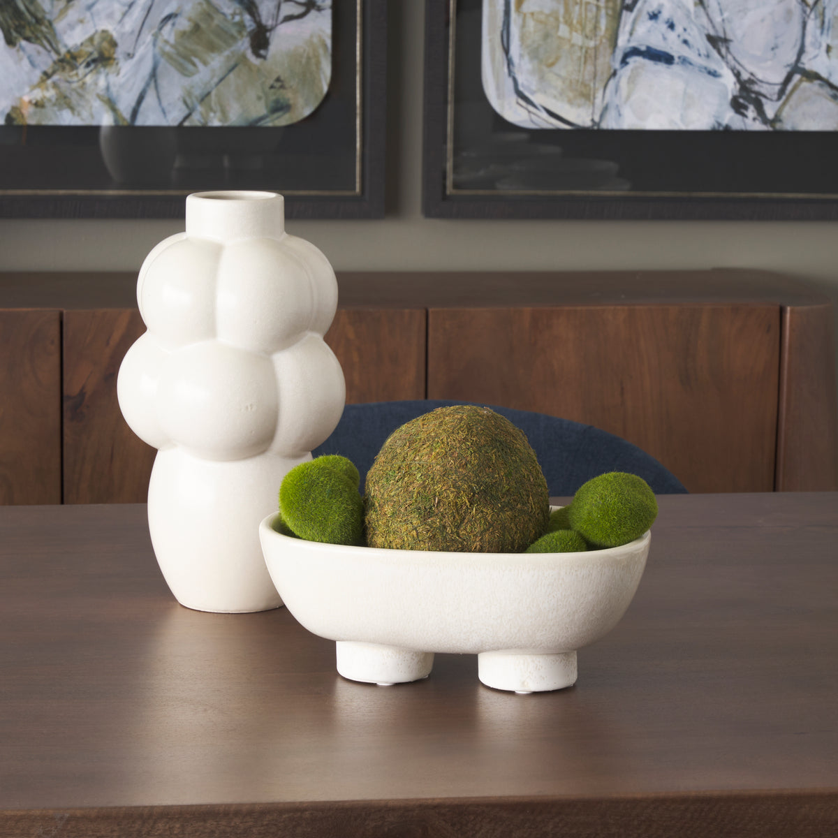 Tyren Glazed Decorative Round Ceramic Bowl-Decorative Bowls-DECOROLALA