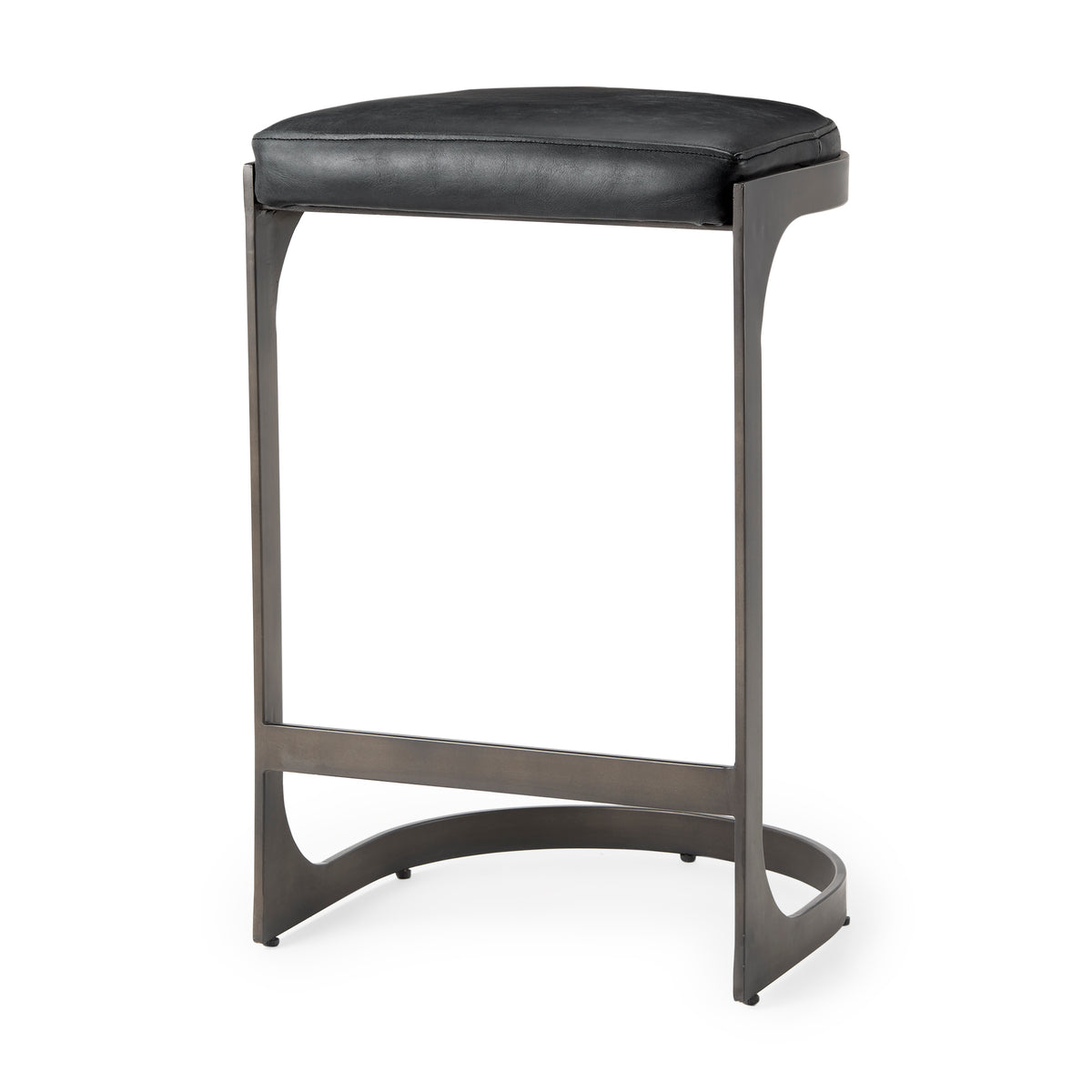 Tyson 17L x 18W x 28H Black Leather W/ Metal Frame Counter Stool-Bar Stools-DECOROLALA