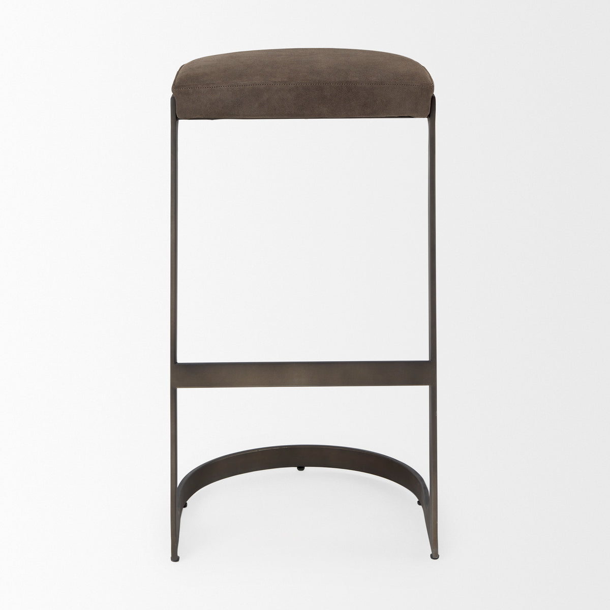 Tyson 17L x 18W x 31H Brown/Gray Suede W/ Metal Frame Bar Stool-Bar Stools-DECOROLALA