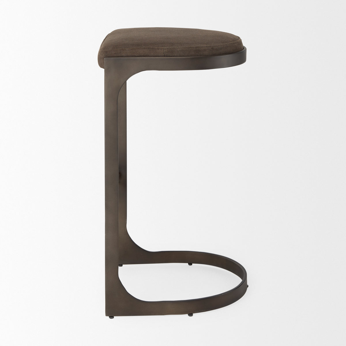 Tyson 17L x 18W x 31H Brown/Gray Suede W/ Metal Frame Bar Stool-Bar Stools-DECOROLALA