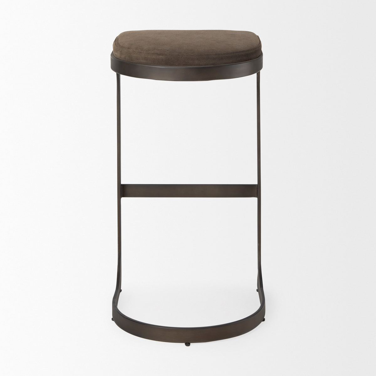 Tyson 17L x 18W x 31H Brown/Gray Suede W/ Metal Frame Bar Stool-Bar Stools-DECOROLALA