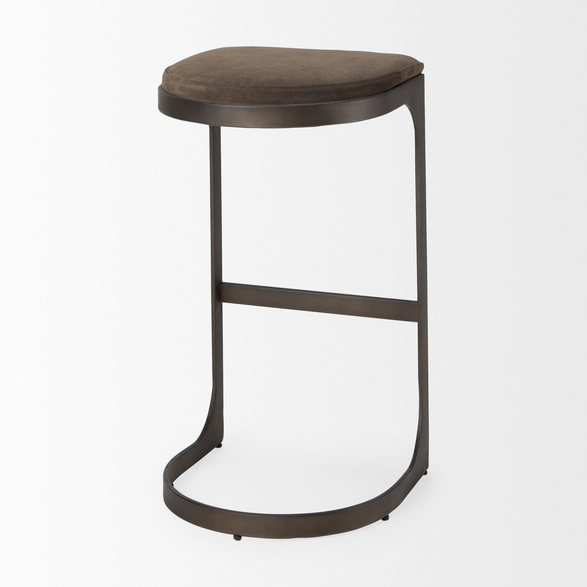 Tyson 17L x 18W x 31H Brown/Gray Suede W/ Metal Frame Bar Stool-Bar Stools-DECOROLALA