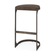 Tyson 17L x 18W x 31H Brown/Gray Suede W/ Metal Frame Bar Stool-Bar Stools-DECOROLALA