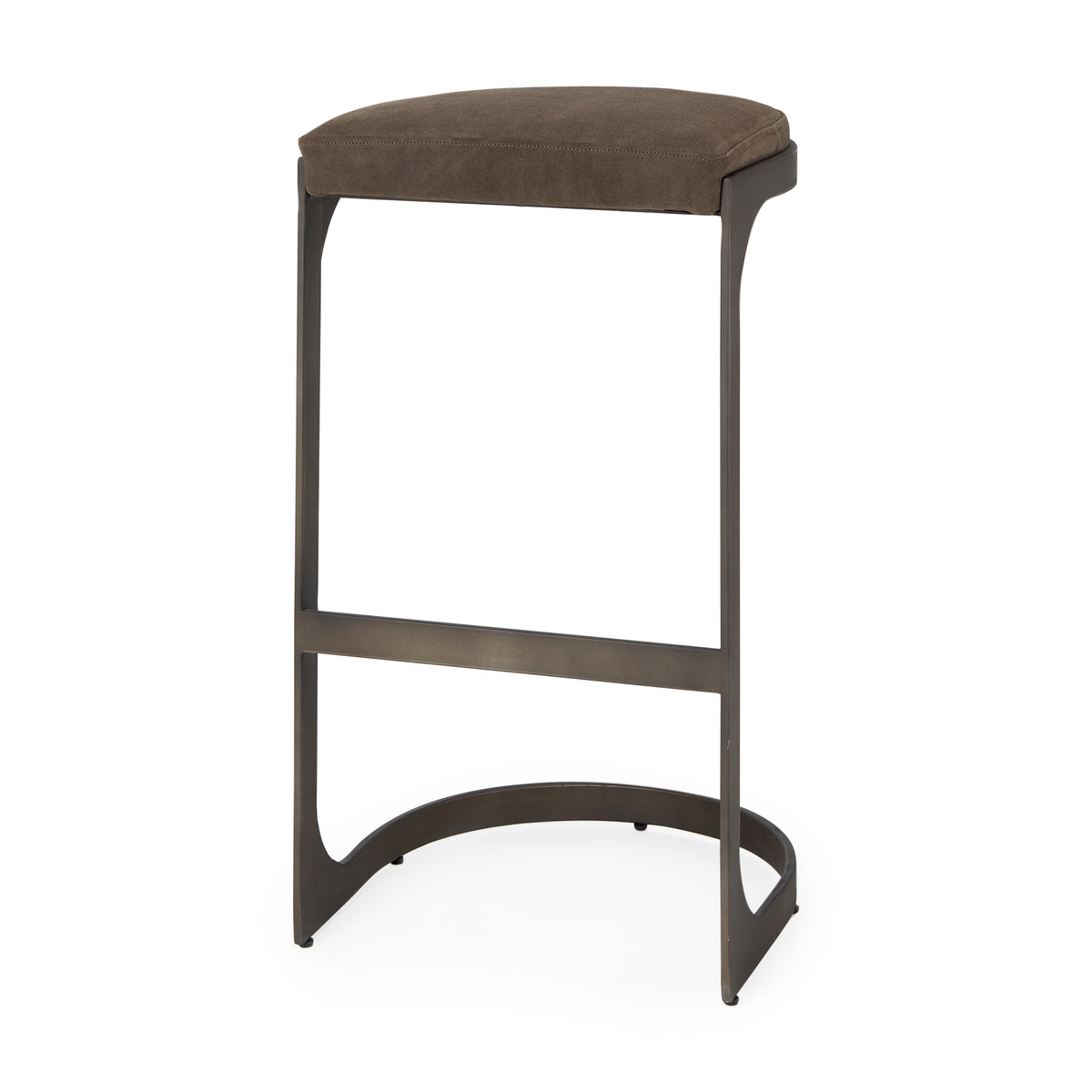 Tyson 17L x 18W x 31H Brown/Gray Suede W/ Metal Frame Bar Stool-Bar Stools-DECOROLALA